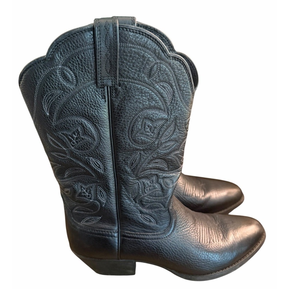 Ariat Womens Heritage R Toe Western Boots 15770 Black Leather Sz 10 B Cowboy